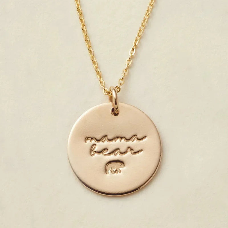 Mama Bear / Mama Bird Disc Necklace